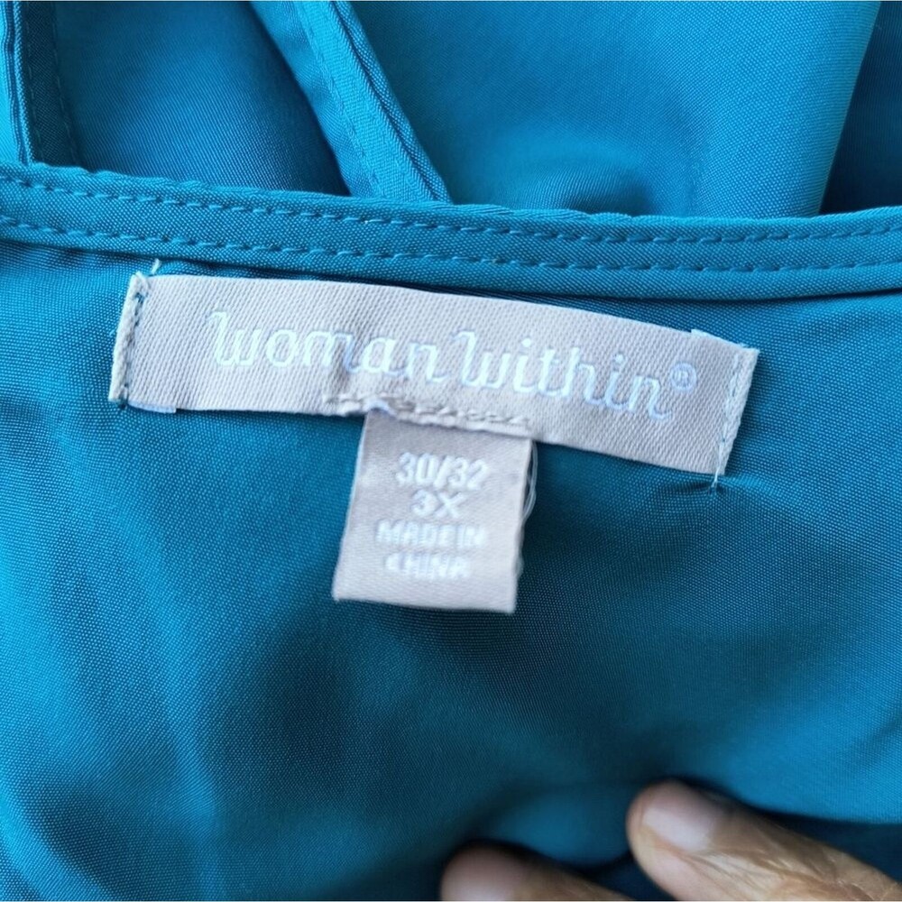Woman Within Teal Blue Two-Piece Button Front Dress Set - Picture 11 of 13